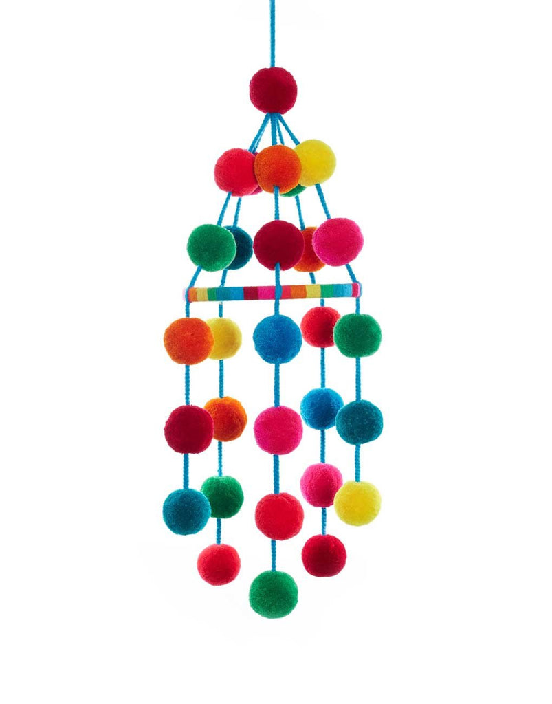 Colorful pompom nursery mobile, home decor