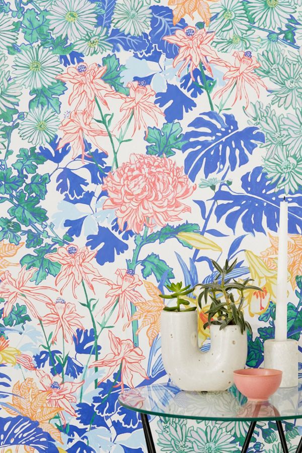 floral, vintage, wallpaper