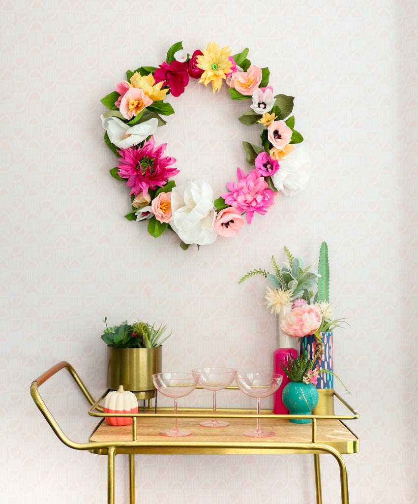DIY, home decor, flower crown, pink and yellow flowers