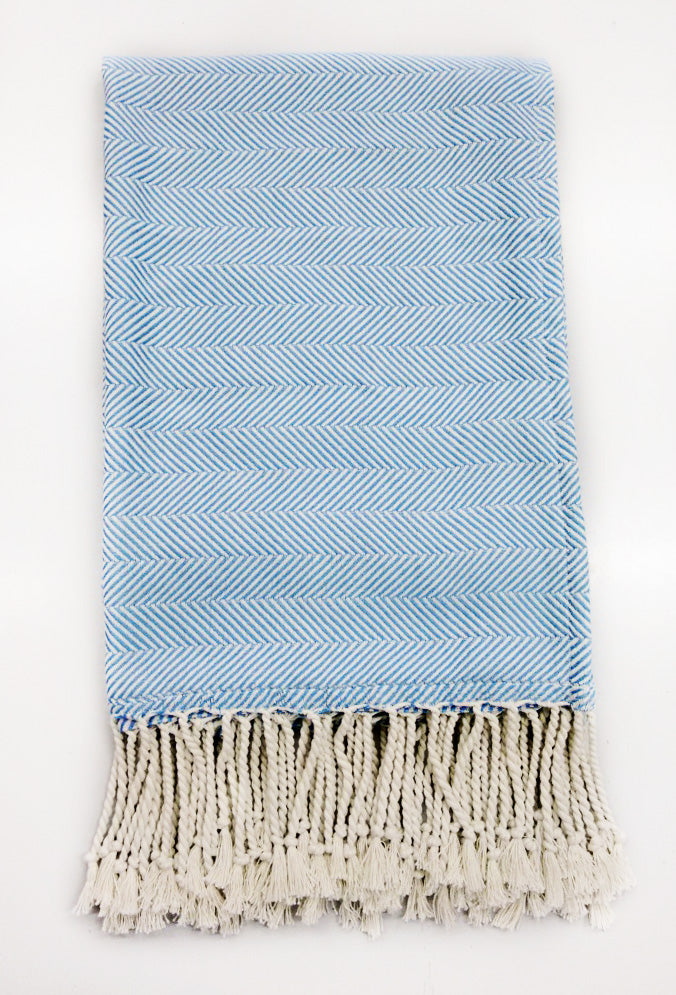 herringbone throw blue 