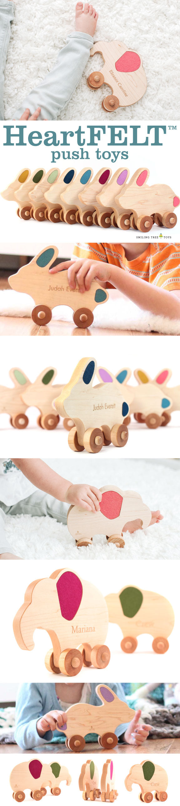 HeartFELT Push Toys handmade wooden toys for babies and toddlers