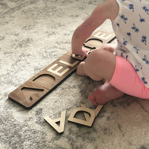 wooden name puzzle | educational wooden toys by Smiling Tree Toys