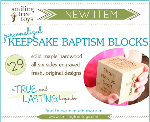 Keepsake Baptism Blocks Handcrafted from Smiling Tree Toys