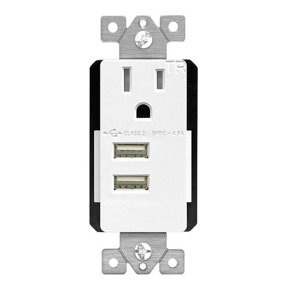 Enerlites 61150-TR2USB-CU - USB Receptacle 4.8A Ultra High Speed Interchangeable USB module Receptacle - Ready Wholesale Electric Supply and Lighting