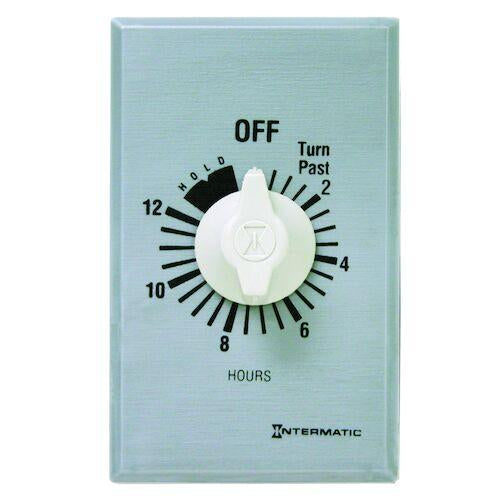 Intermatic FF12HHC | Spring Wound Countdown Timer, Commercial, 125-277 VAC, 50/60 Hz, SPST, 12 Hour Max, With Hold - Silver - Ready Wholesale Electric Supply and Lighting