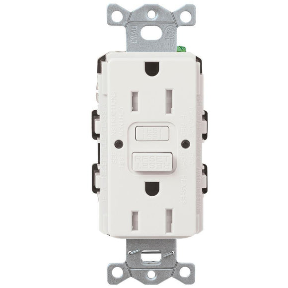 Lutron CAR-15-GFST Designer style (gloss) 15A self-testing, GFCI, Tamper Resistant Receptacle - Ready Wholesale Electric Supply and Lighting