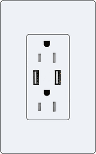 Lutron CAR-15-UBTR Designer Style (Gloss) 15A Dual USB Port, Tamper Resistant Receptacle - Ready Wholesale Electric Supply and Lighting