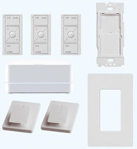 Lutron P-BDGPROPKG3AW Kit with Smart Bridge PRO, Pico Remotes, Pedestals, Wallplate and Bracket - Ready Wholesale Electric Supply and Lighting