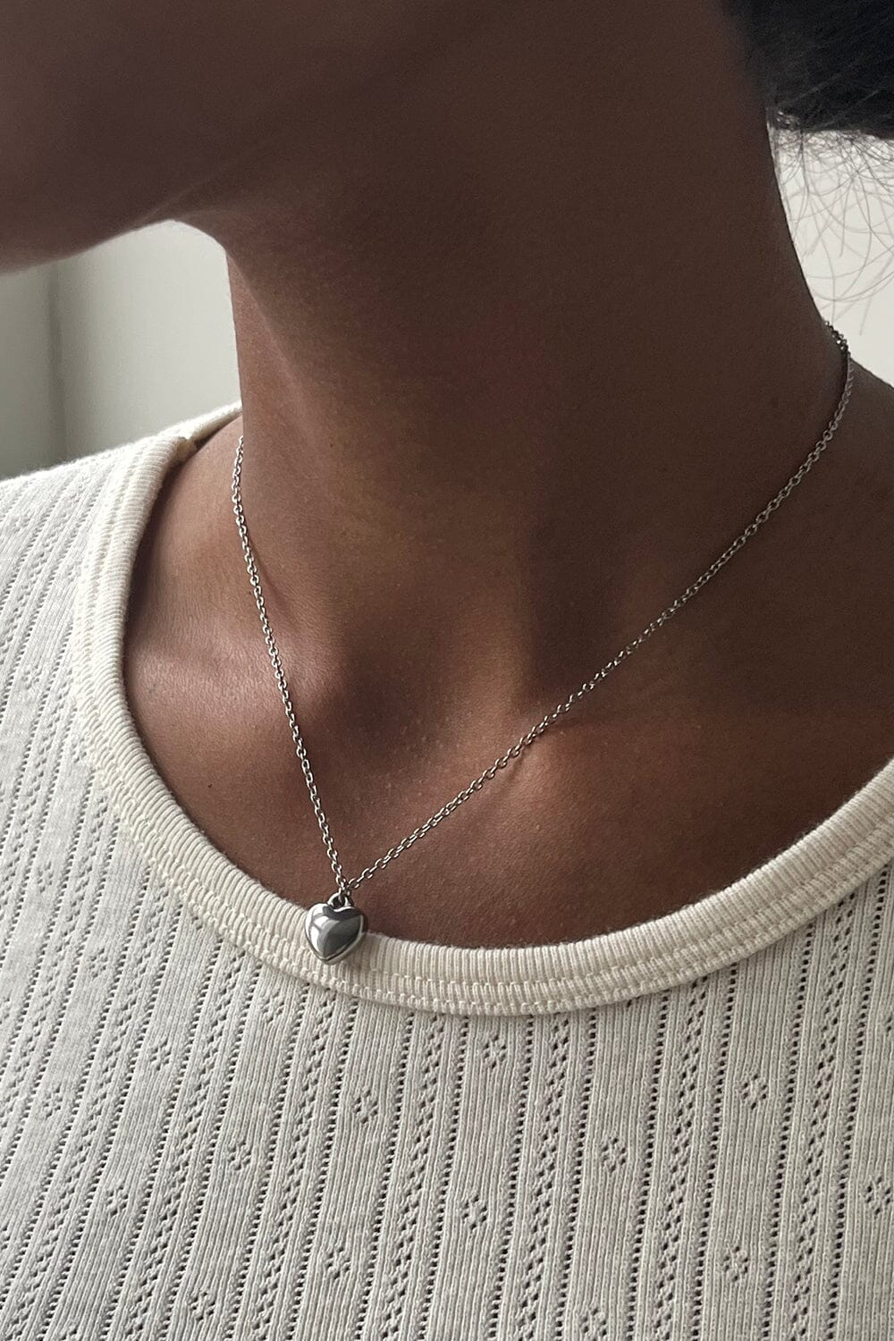 Silver Stainless Steel Heart Necklace