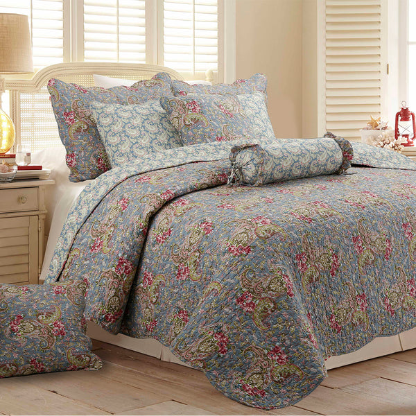 Details about   Floral Quilted Bedspread & Pillow Shams Set Contiguous Flowers Lines Print 