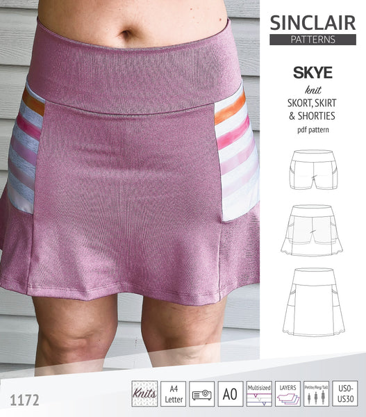 Skye skort, skirt and shorties with pockets and yoga waistband pdf sewing  pattern - Sinclair Patterns