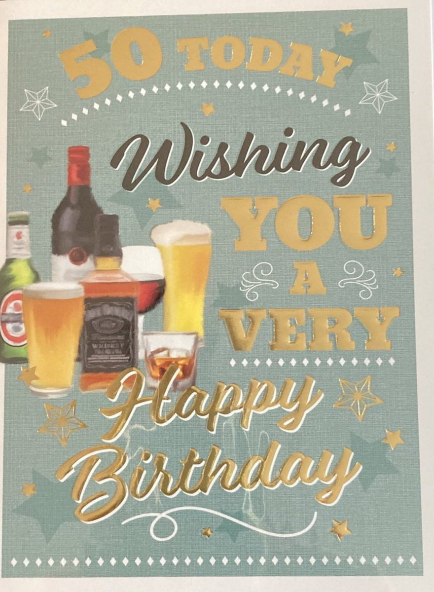 50 Birthday Male - Beer left – Cards Delights