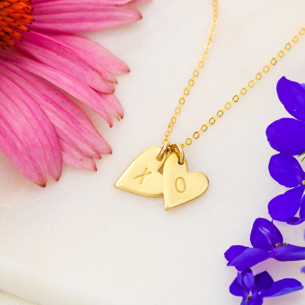 Thank you besties necklace , Engraved heart pendant