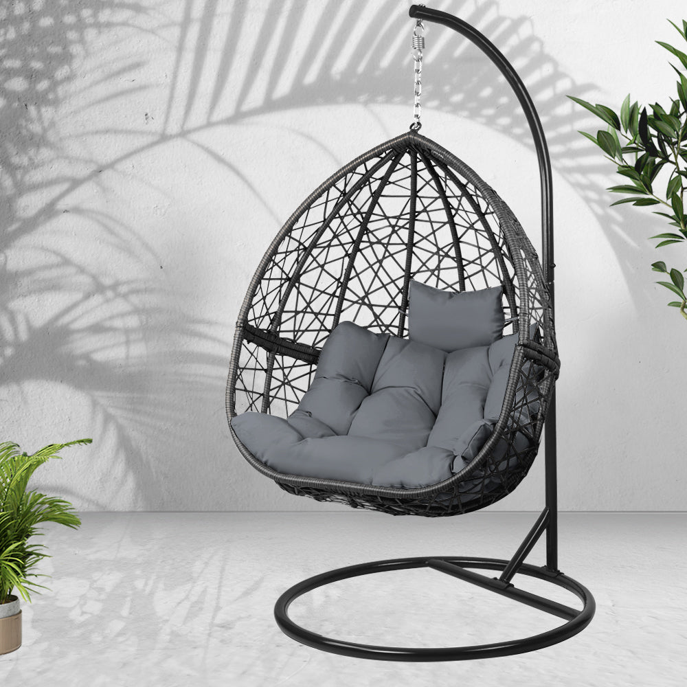 black rattan outdoor egg chair