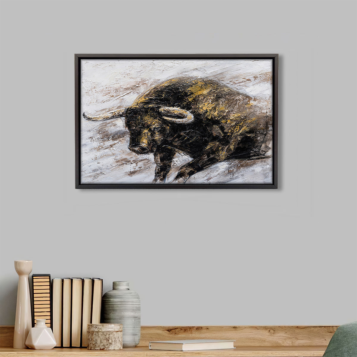 charging bull painting