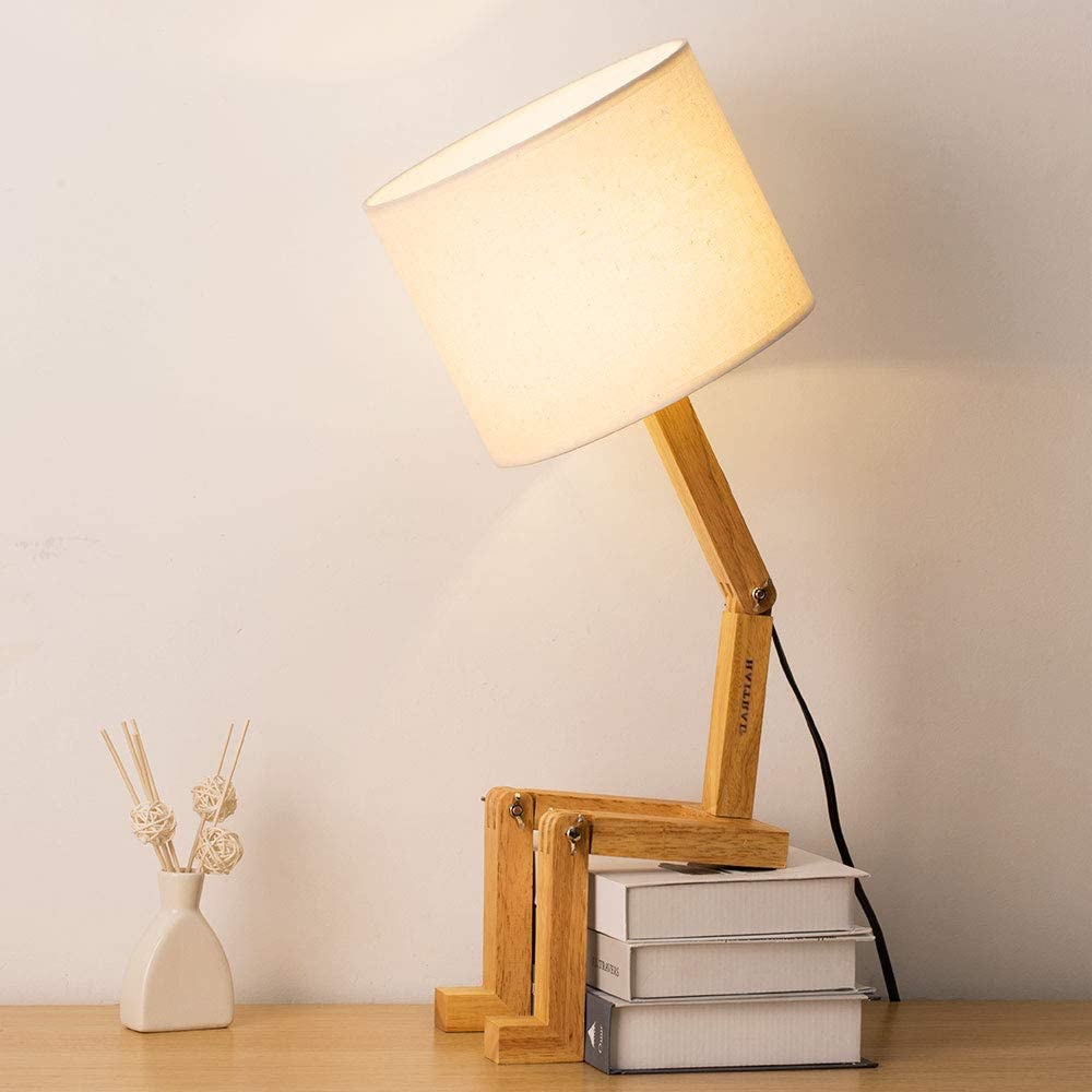 wood robot lamp