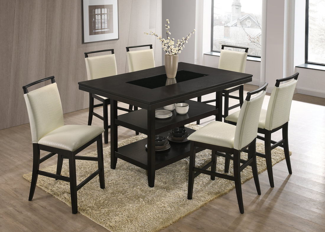 slow Do well () Opiate TOMMY - WHITE COUNTER HEIGHT DINING TABLE & 6 CHAIRS – Serra Furniture