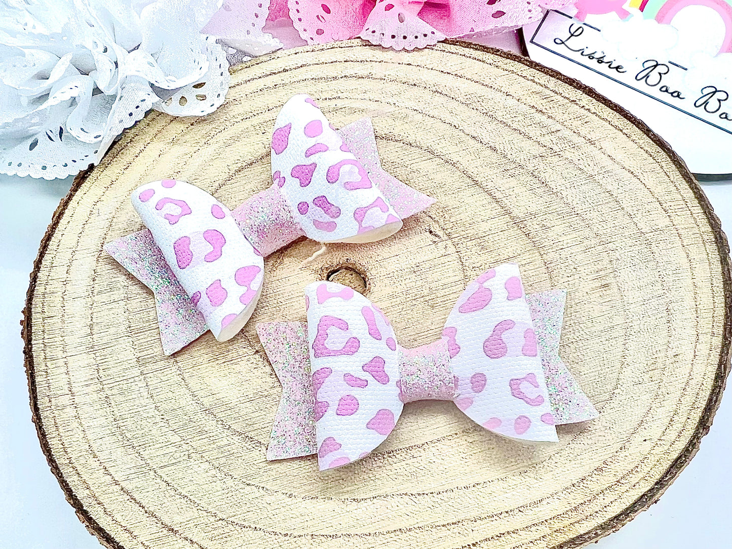 Baby pink Leopard print piggytail set