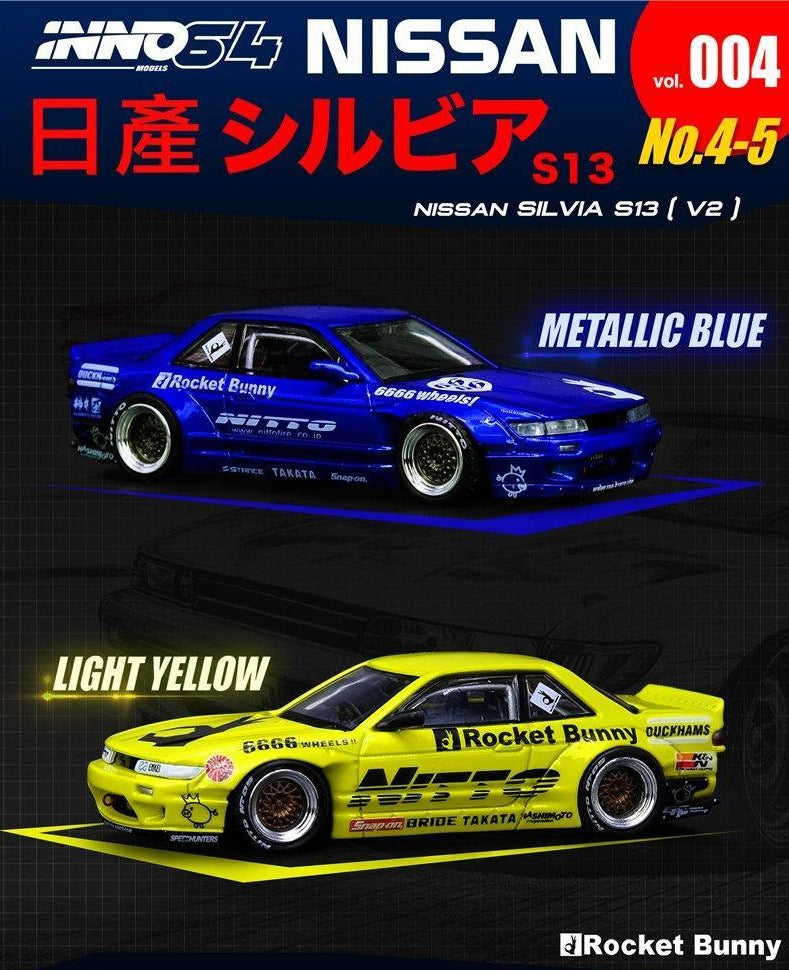 Inno64 Nissan Silvia S13 Pandem Rocket Bunny V1 Blue 1/64