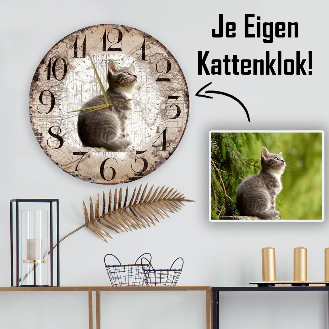 Geweldig lekken overzien Wandklok Kat - Eigen Foto! – Creatief Art