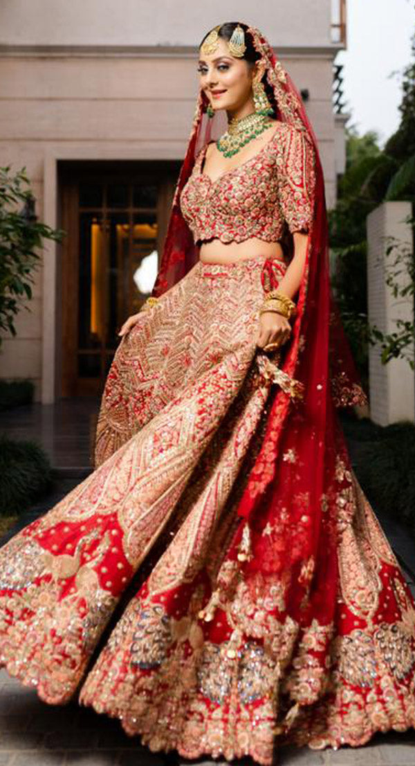 Georgette Maroon Bridal Lehenga at Rs 15000 in Delhi