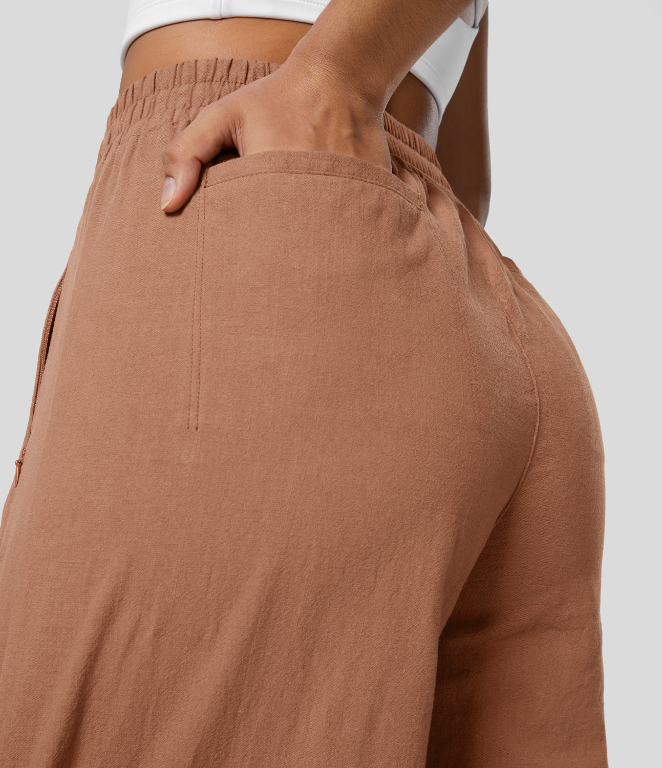 

Halara High Waisted Plicated Zipper Side Pocket Split Hem Wide Leg Palazzo Casual Linen-Feel Pants - Black -  sweatpants