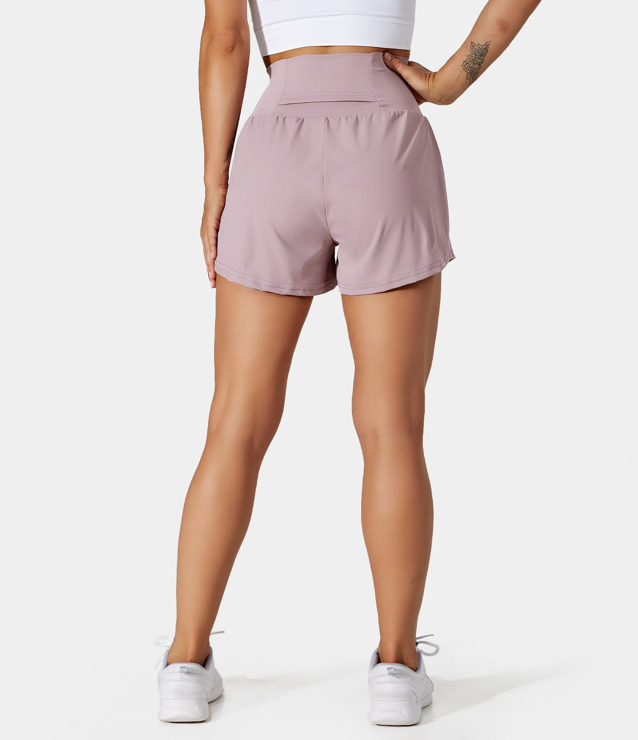 

Halara Super High Waisted Back Pocket & Side Hidden Pocket 2-in-1 Yoga Shorts 2.5" Gym Short - Lunar Rock -  booty shorts compression shorts
