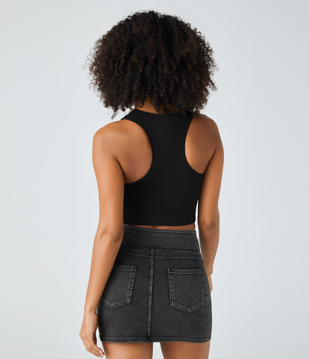 

Halara Backless Racerback Cut Out Ripped Cropped Casual Tank Top Tank Top - Black -  golf tops halter top tunic tops sleeveless tops