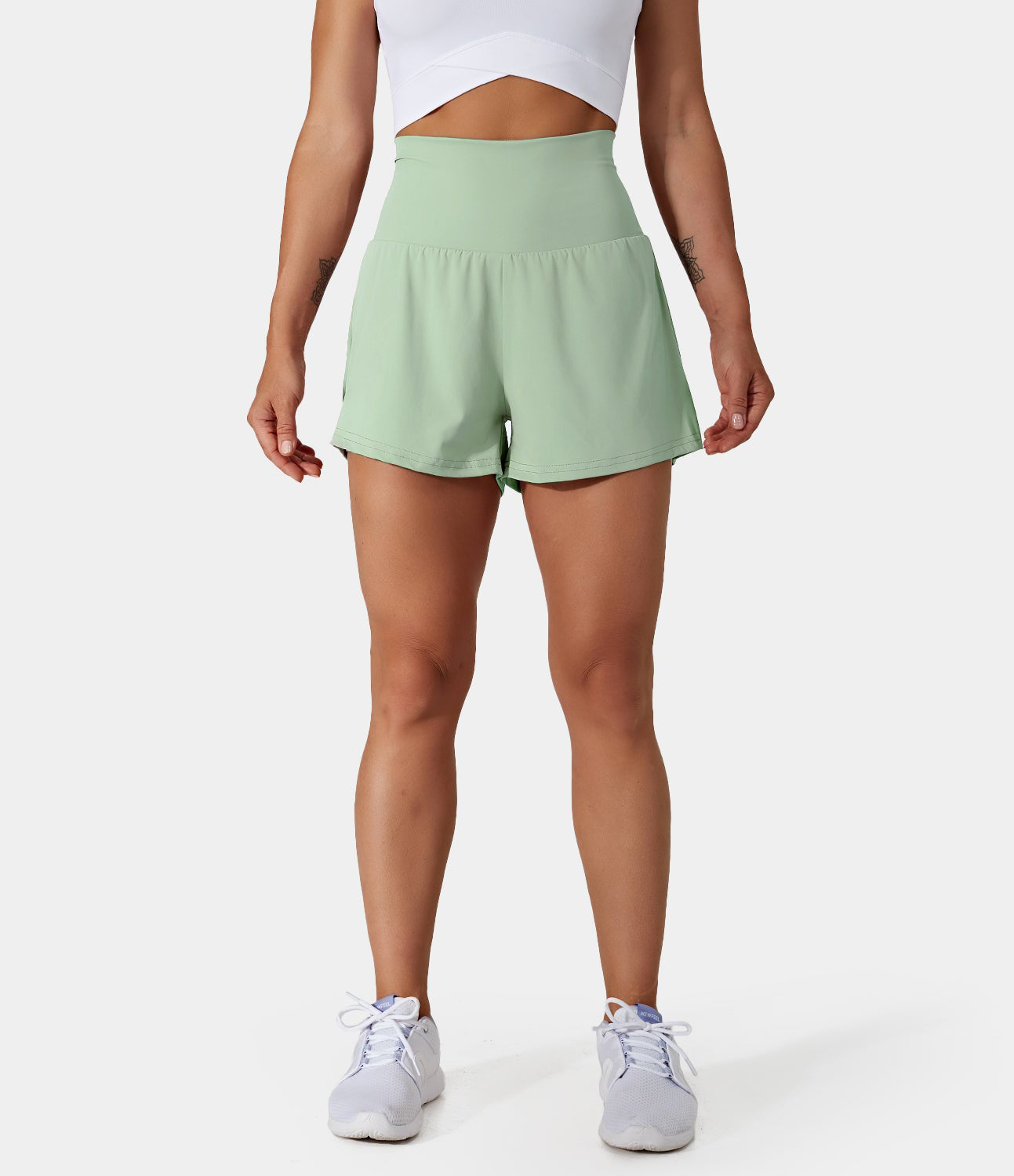 

Halara Super High Waisted Back Pocket & Side Hidden Pocket 2-in-1 Yoga Shorts 2.5" Gym Short - Infinity -  booty shorts compression shorts