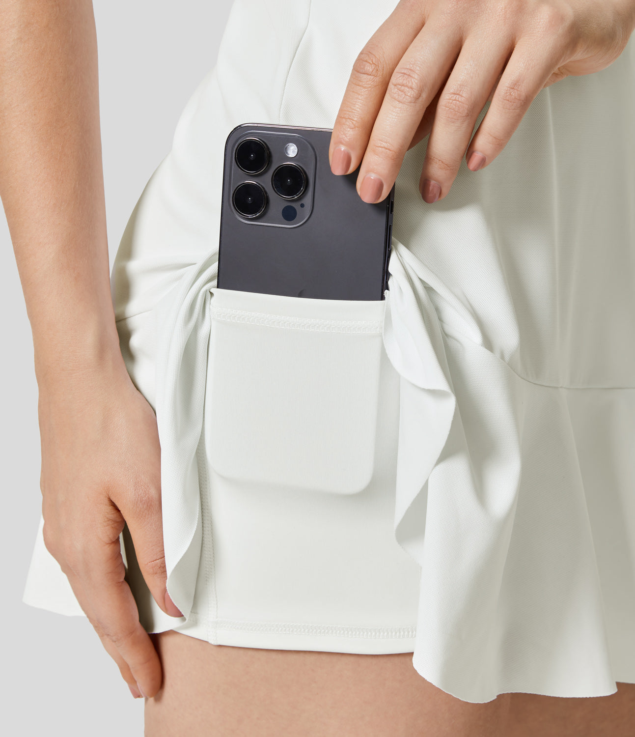 

Halara Collar Zipper 2-Piece Pocket Cool Touch Mini Golf Active Dress-Golf Tee Pocket Workout Dress - Frost White