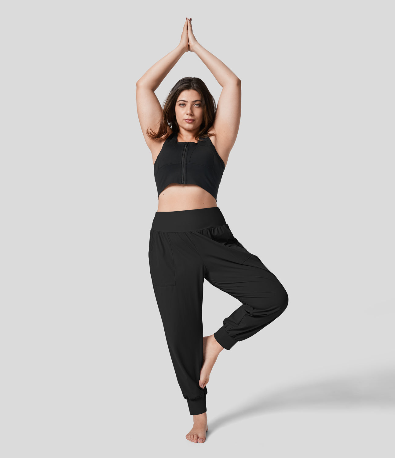 

Halara High Waisted Plain Side Pocket Yoga Plus Size Joggers - Gray Flannel