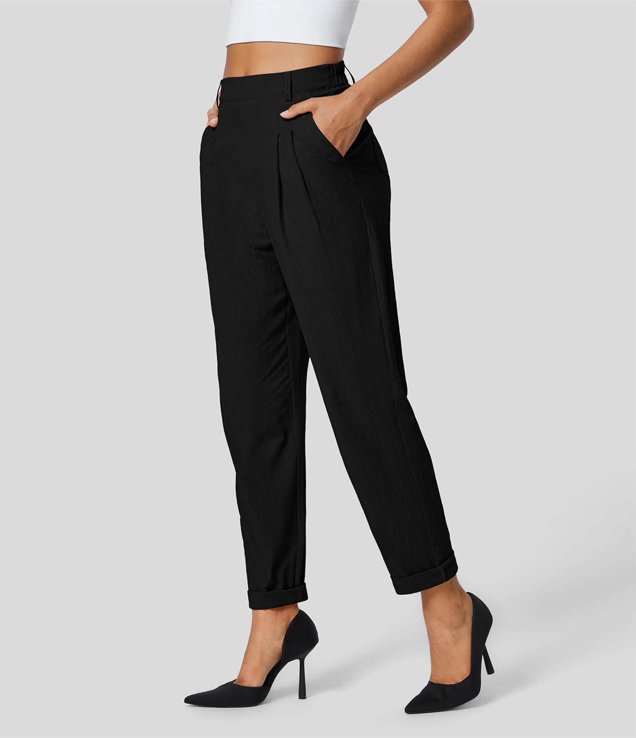 

Halara High Waisted Side Pocket Tapered Work Linen-Feel Suit Pants - Rosette -  sweatpants jogger pants stacked sweatpants