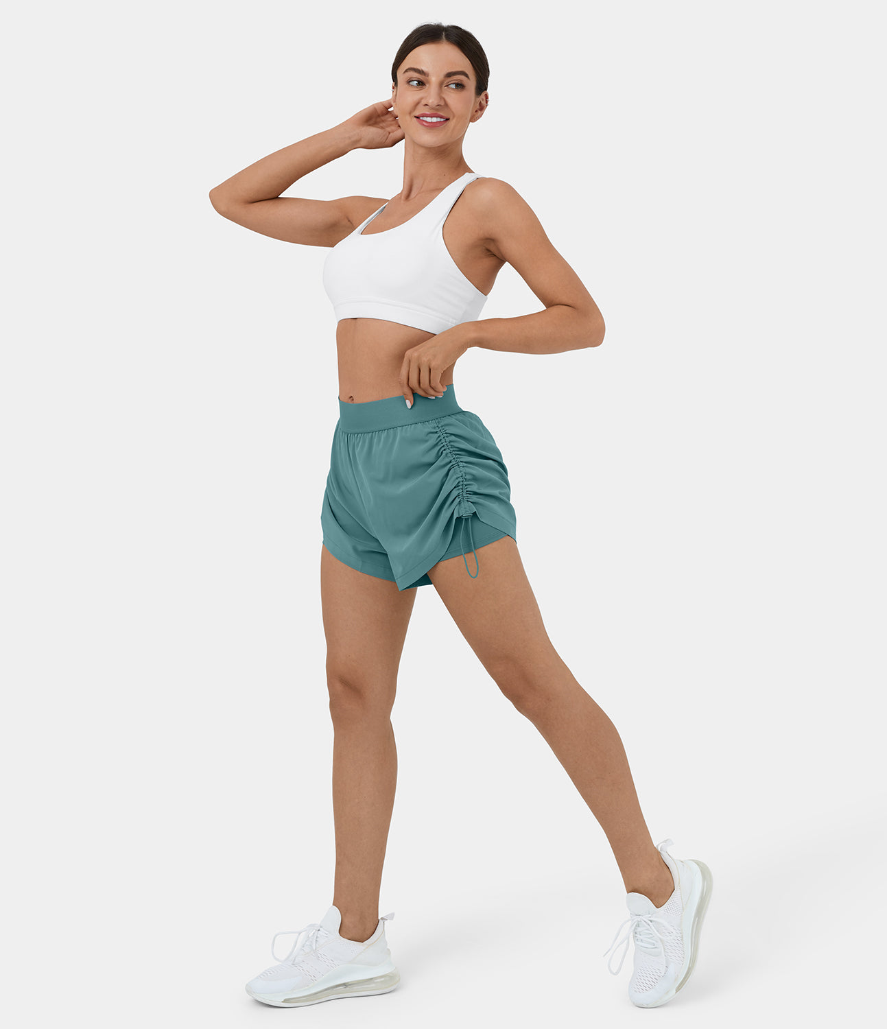 

Halara Breezefulв„ў Mid Rise Adjustable Drawcord 2-in-1 Side Pocket Quick Dry Running Shorts 2.5" Gym Short - Mineral Blue -  booty shorts