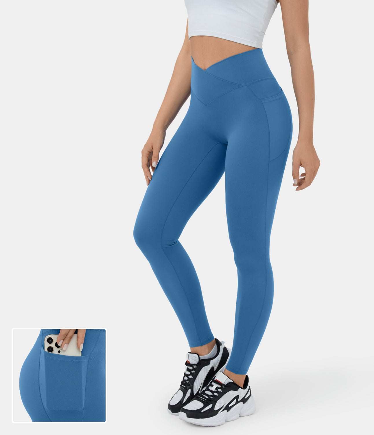 

Halara High Waisted Crossover Side Pocket Yoga Leggings - Vallarta Blue -  gym leggings leggings with pockets leggings with butt lift
