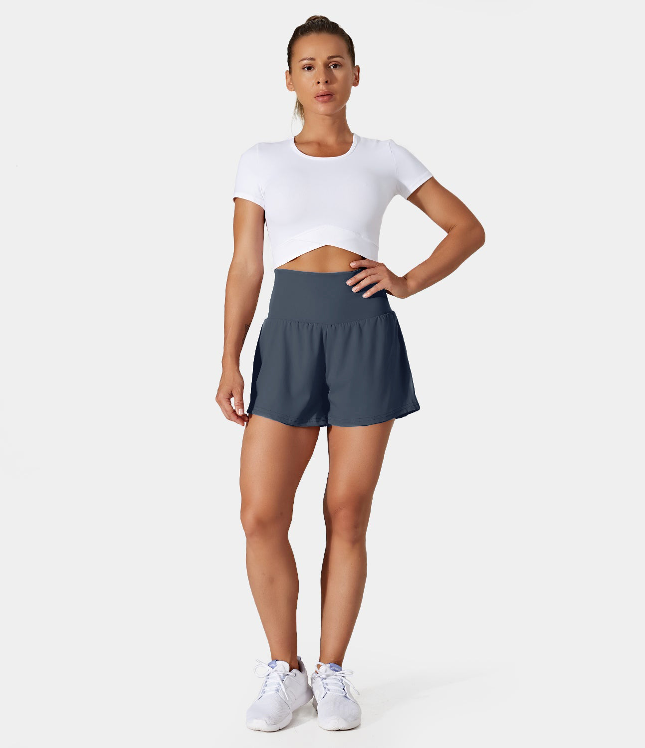 

Halara Super High Waisted Back Pocket & Side Hidden Pocket 2-in-1 Yoga Shorts 2.5" Gym Short - Infinity -  booty shorts compression shorts