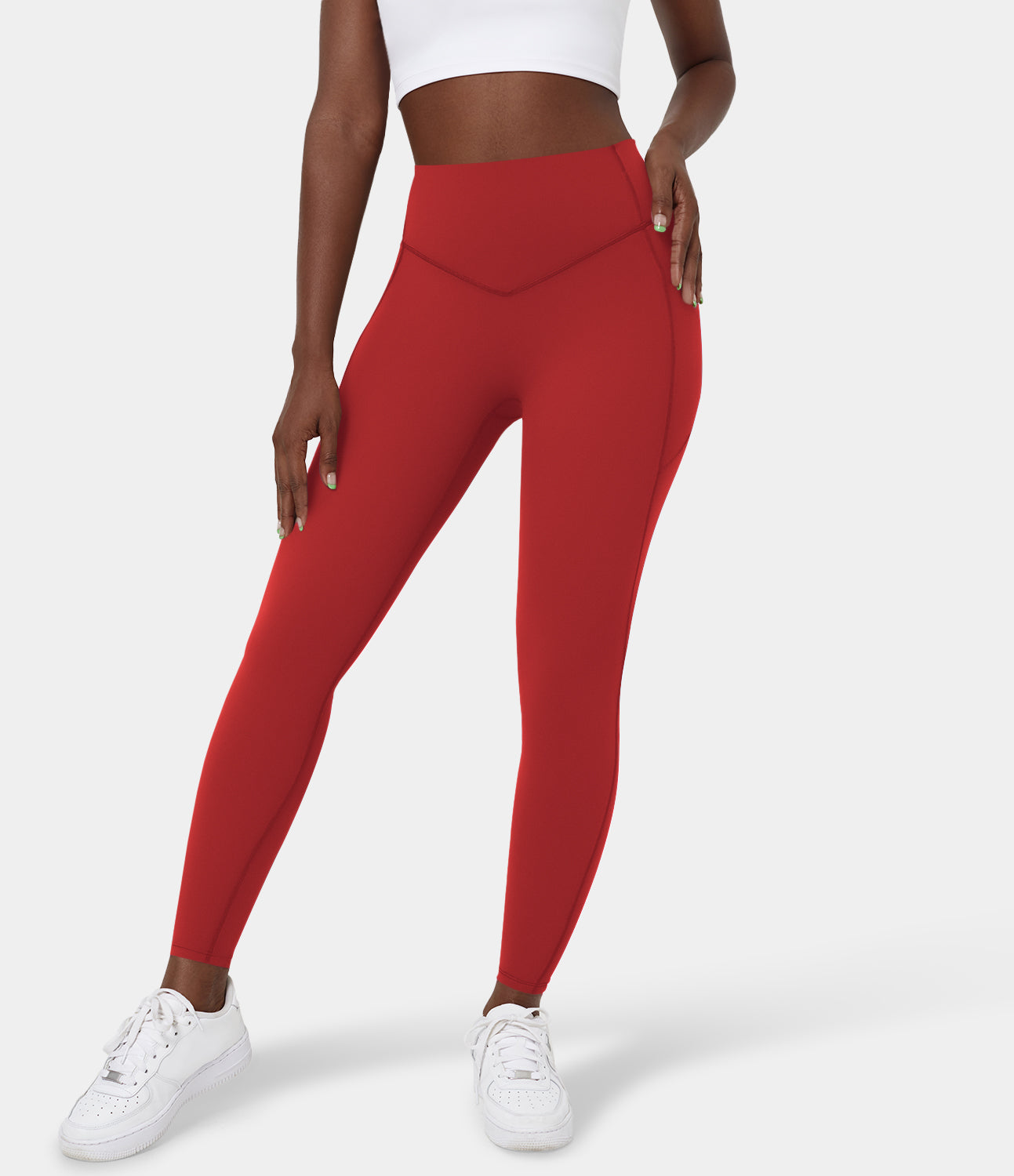 

Halara SoCinched High Waisted Tummy Control Side Pocket Shaping Training Leggings - Aura Orange -  gym leggings leggings with pockets