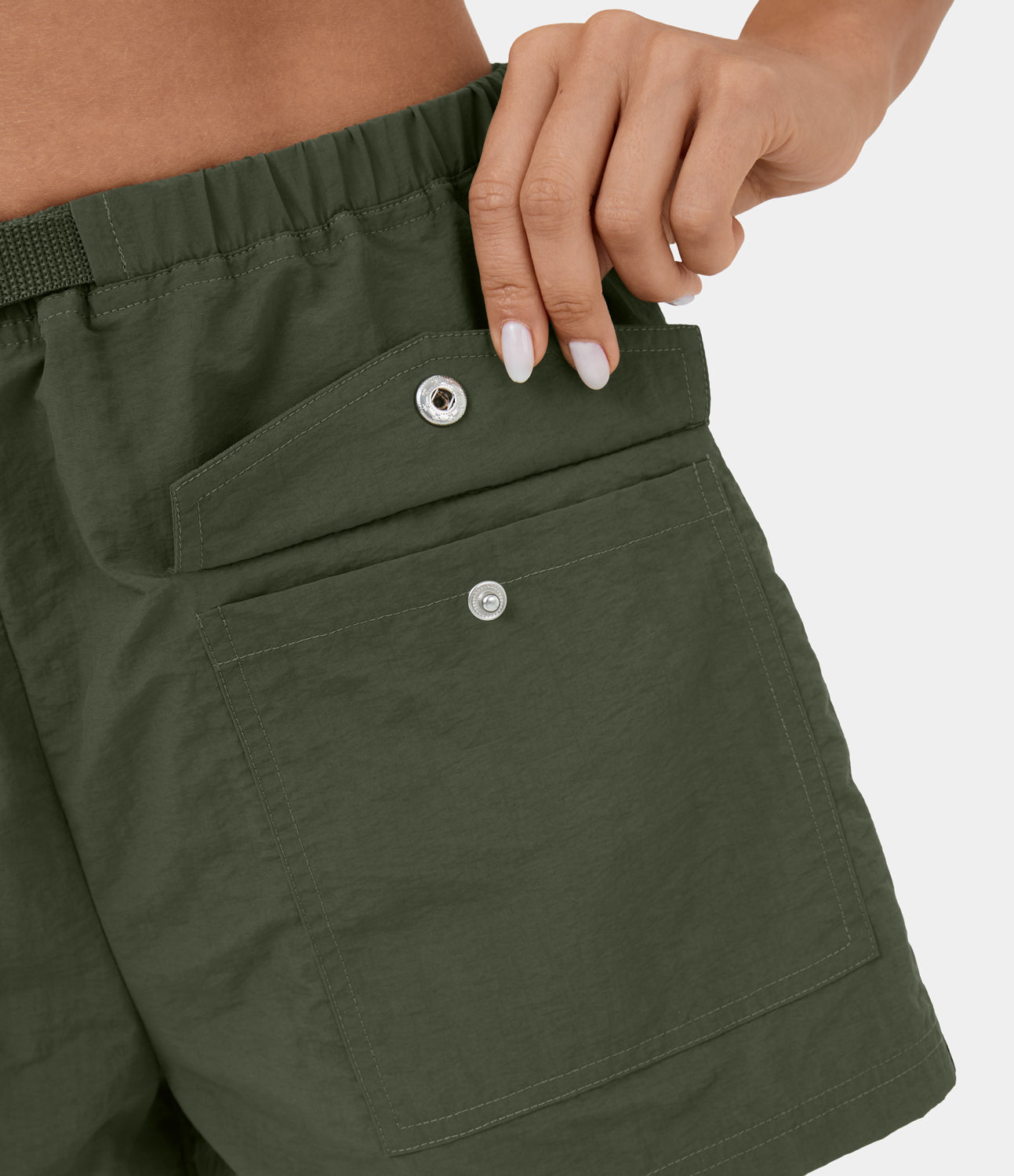 

Halara High Waisted Belted Side Flap Pocket Casual Cargo Shorts 3.5'' Gym Short - Black -  booty shorts compression shorts yoga shorts