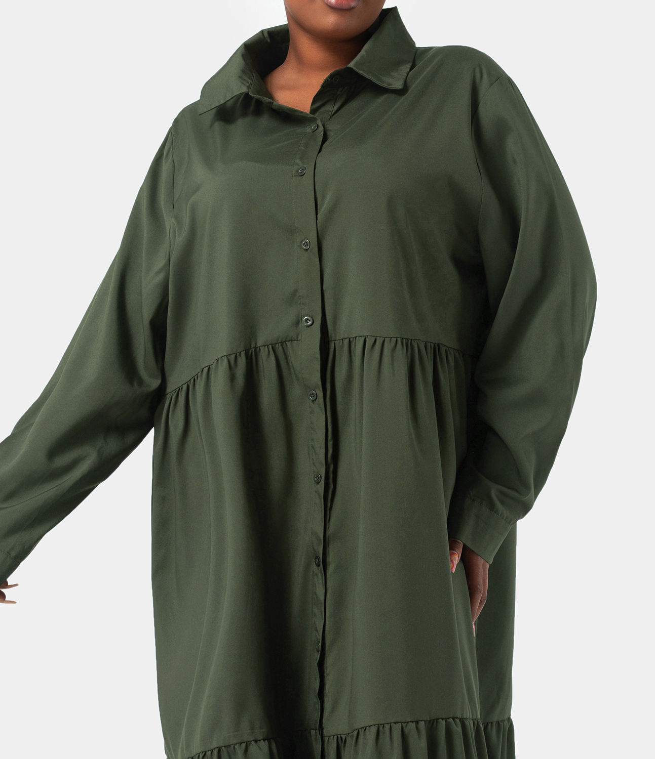 

Halara Ruffled Collared Plus Size DressPlus Size Dress - Grey Green -  plus size maxi dresses plus size summer dresses