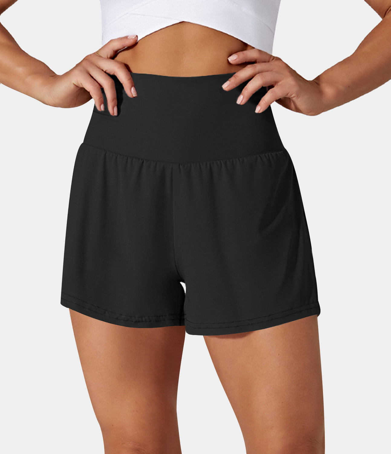 

Halara Back Pocket Plus Side Hidden Pocket 2-in-1 Gym Shorts 2.5" Gym Short - Apricot Illusion -  booty shorts compression shorts