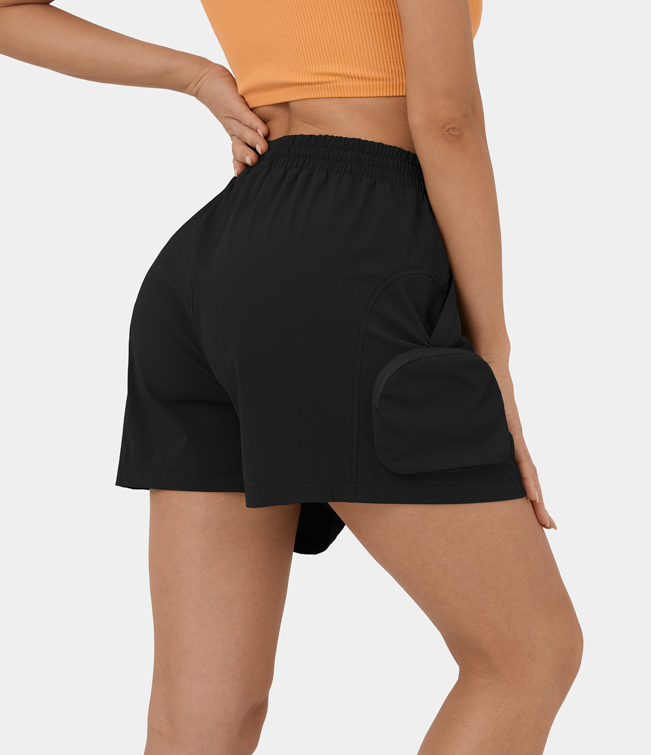 

Halara High Waisted Adjustable Drawcord Multiple Pockets Casual Shorts 3'' Gym Short - Frosty Pine Green -  booty shorts compression shorts
