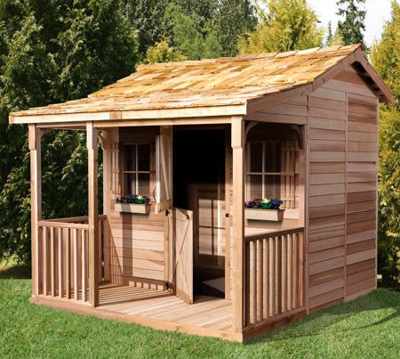 wooden playhouse with porch