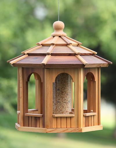 Hanging Cedar Gazebo Bird Feeders, Wood Bird House Kits 