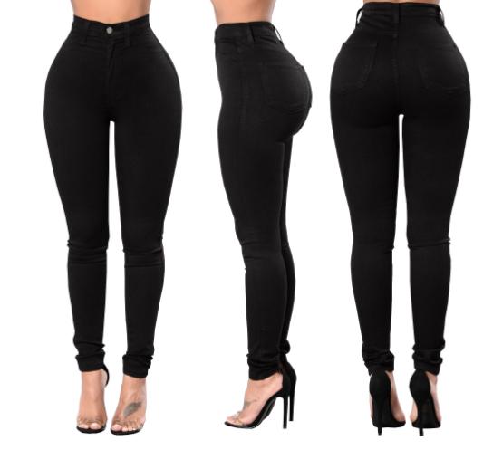 Women's jeans with high waist high elasticity and small feet slim pen holder
