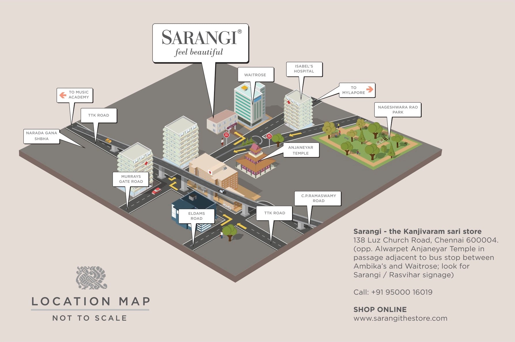 3D Image map of Sarangi, the Kanjivaram sari store