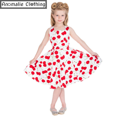 White Cherry Print Kids Swing Dress by Hearts and Roses London at Anomalie Clothing