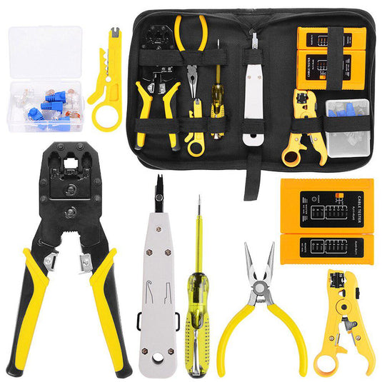 17 in 1 Electronic Repair Tool Kit with RJ45 RJ11 LAN Networking Tester Network Cable Tracker Plier Crimp Clamp Multimeter Set-COMBO-Makotek Computers