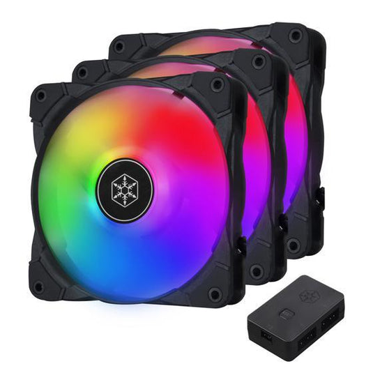 SILVERSTONE AIR BLAZER 120I LITE FAN 3-IN-1 WITH ARGB CONTROLLER SST-AB120I-ARGB-3PK FANS-FANS-Makotek Computers