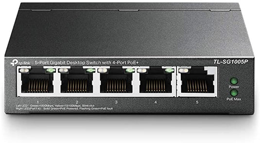 TP-LINK TL-SG1005P 5-PORT GIGABIT UNMANAGED DESKTOP SWITCH, 4 PORT POE, STEEL CASE SWITCH-SWITCH-Makotek Computers