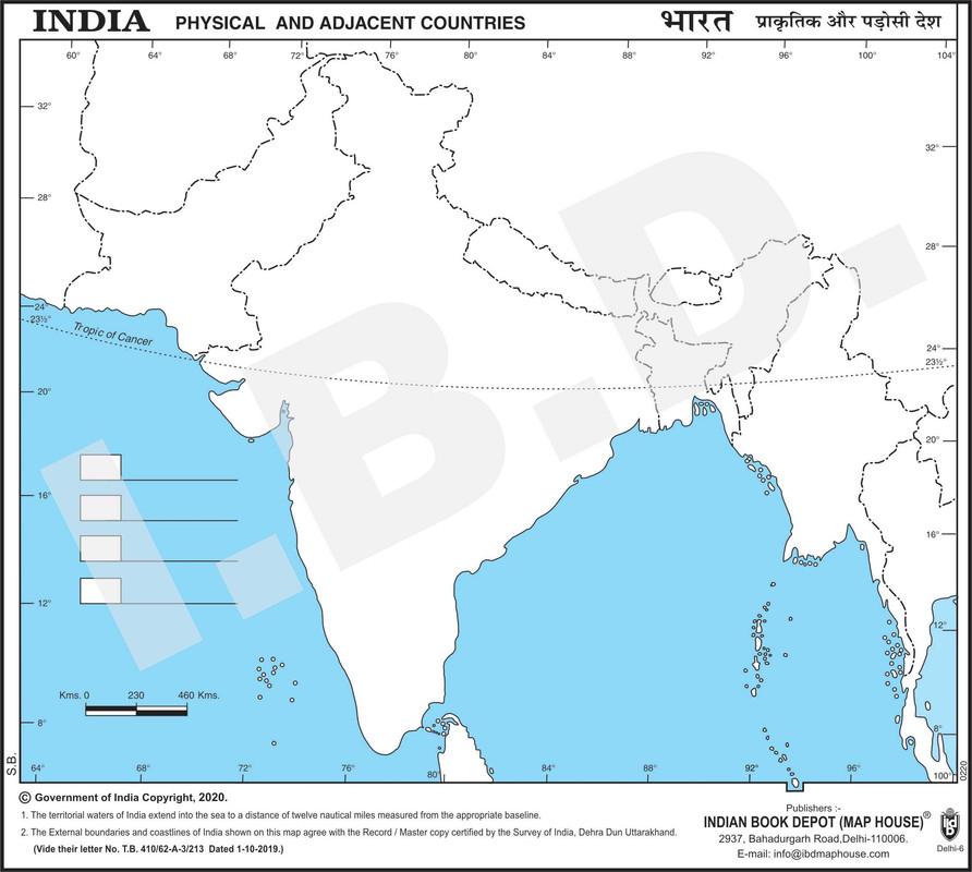 Outline Map Of India Physical - Valley Zip Code Map