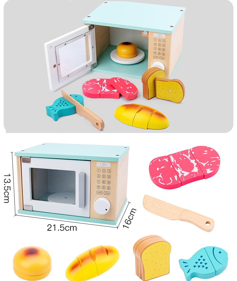 Wooden Microwave pretend play toy